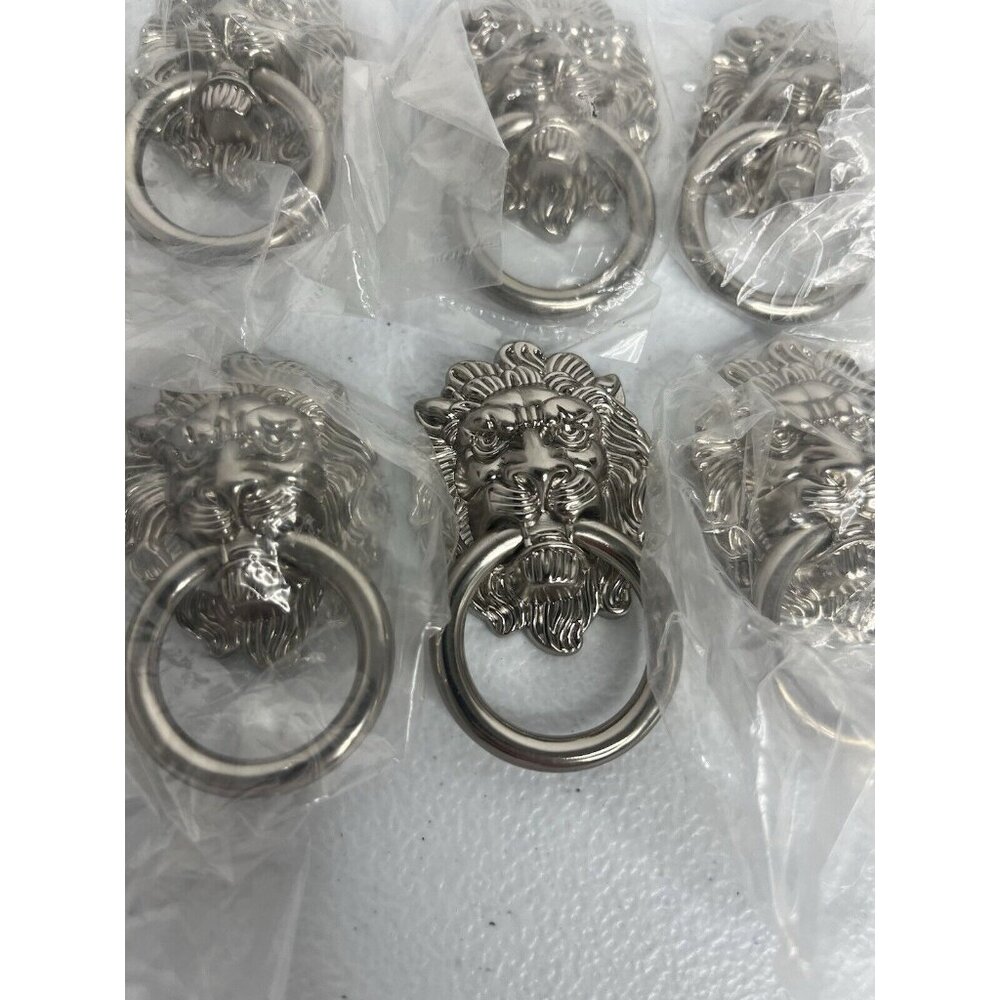 Lion Knocker Dresser Knobs Lion Head Pulls‎ Lot Of 8 - Picture 2 of 5